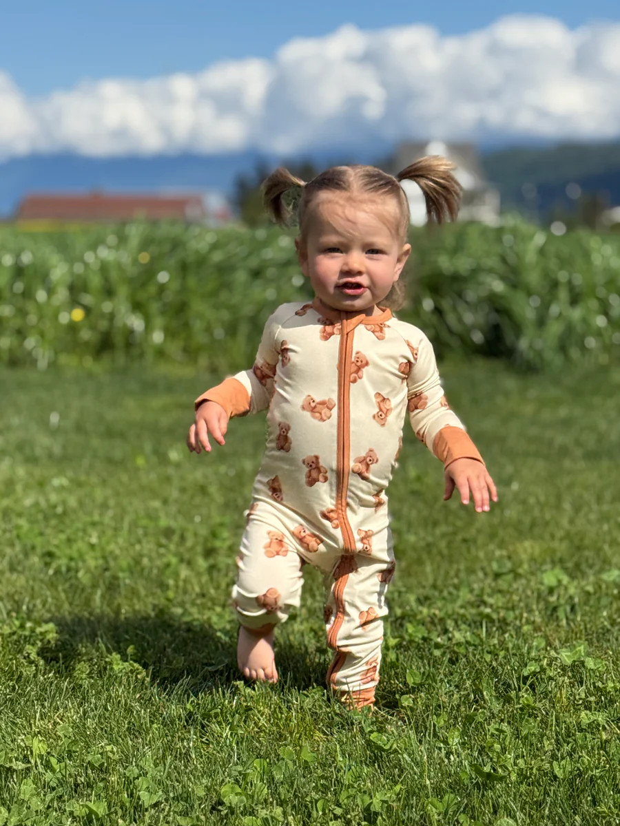 Convertible Footed One Piece Teddy Bear | Sunset Snuggles