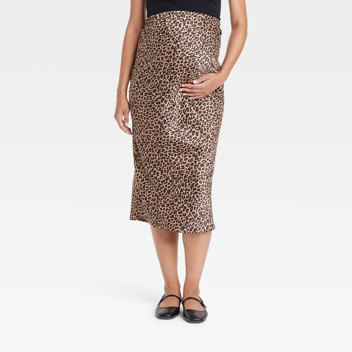 Midi Maternity A-Line Skirt - Isabel Maternity by Ingrid & Isabel™ Brown Leopard Print | Target