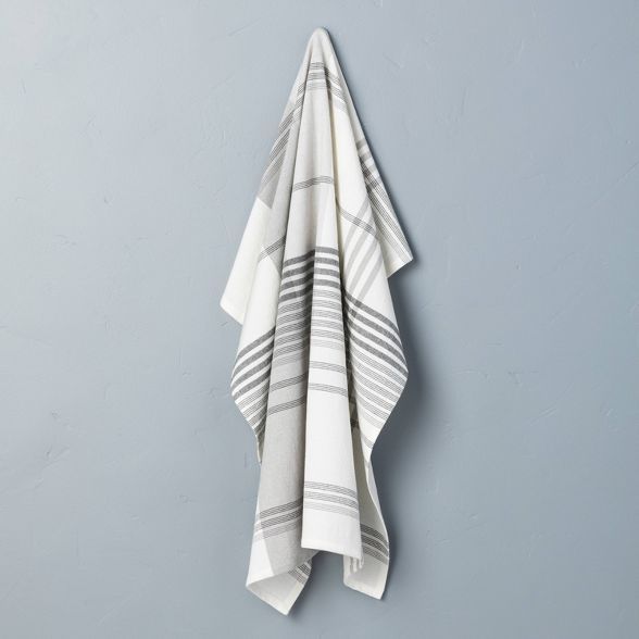 Plaid Flour Sack Kitchen Towel Sour Cream/Railroad Gray - Hearth &#38; Hand&#8482; with Magnolia | Target