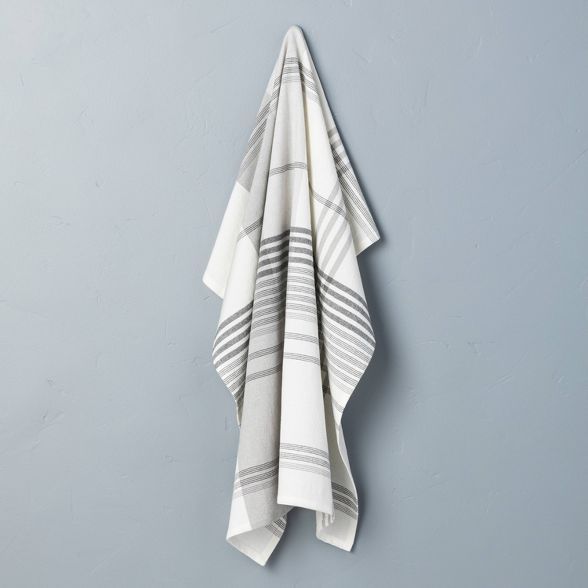 Plaid Flour Sack Kitchen Towel Sour Cream/Railroad Gray - Hearth & Hand™ with Magnolia | Target