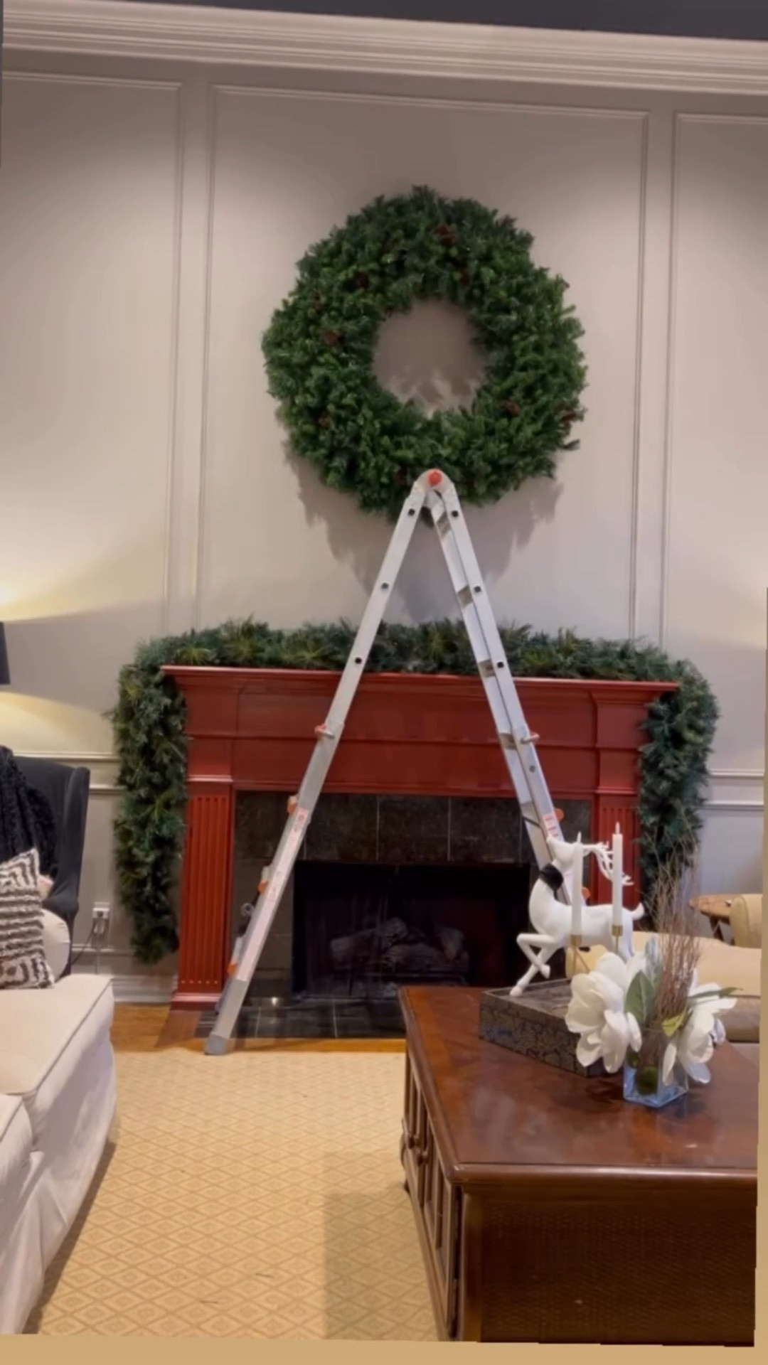 I changed everything in this room to put together my Christmas vision.  I moved furniture, added furniture, and even moved my giant artwork over the mantel to make room for my giant wreath.  Was it worth it?  Of course!

Christmas magic doesn’t happen all by itself.  Don’t be afraid to change everything.  Decorate like you mean it!

I’ve got some trees, garland, and this giant wreath all linked up on LTK.  Comment “Shop” for links.

#Christmas #christmaslights #lights #christmasdecor #christmasdecorating #holiday #holidaydecor #holidaylights #christmastree #Christmastime #christmasdecorations #christmastreedecorating #christmasmood #christmasspirit #christmasvibes #christmasmagic #sparkle #shinebright #holidays #holidaydecorating #holidayseason #cluster #clusterlights #trees #wreath #garland #greenery