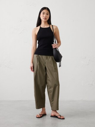 Barrel-Leg High-Rise Pull-On Cropped Pant | Banana Republic Factory