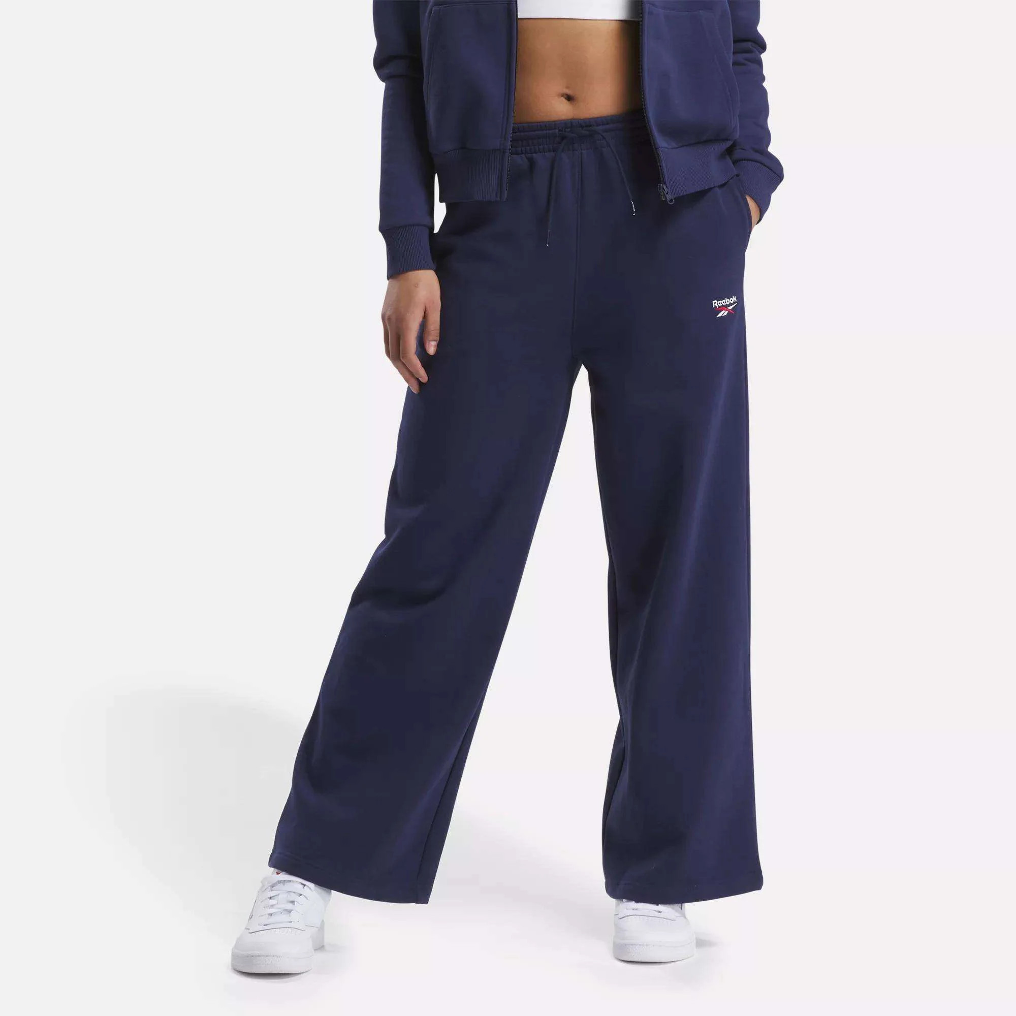 Women's Reebok Identity Small Logo Fleece Wide Leg Pants | Reebok
