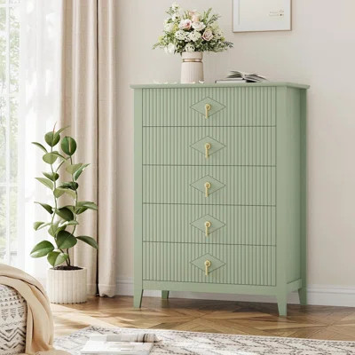 Fluted Dresser for Bedroom 42.9" Tall, 5-Drawer Dresser for Bedroom, Modern Chest of Drawers, Storage Organizer Cabinet for Living Room, Hallway, Entr | Wayfair North America