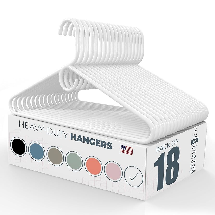 Made in USA Heavy Duty Clothes Hangers Bulk - 20, 30, 50, 100 Pack Available - Strong Plastic Han... | Amazon (US)