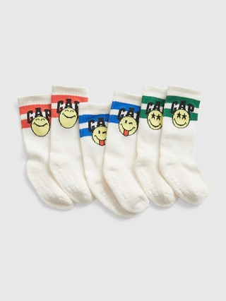 Gap × SmileyWorld® Baby Crew Socks (3-Pack) | Gap (CA)