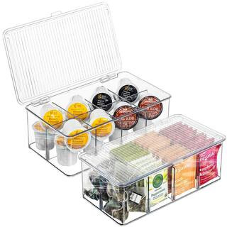 Sorbus 2 Pack Clear Plastic Storage Bins with deviders and Lids for fridge and Pantry Stackable o... | The Home Depot