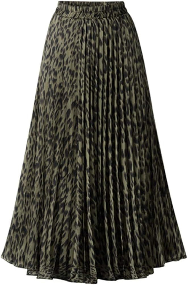 CHOiES record your inspired fashion Women's Leopard Print Long Skirts Elastic High Waisted Plus S... | Amazon (US)