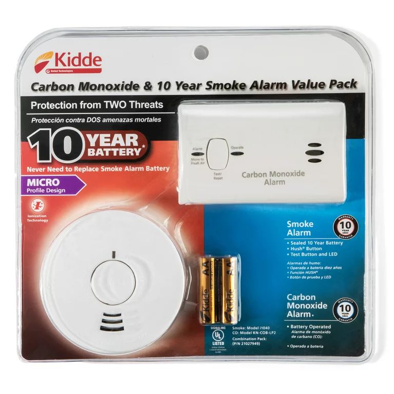 Kidde 10 Year Smoke Alarm and Carbon Monoxide Value Pack, Models i1040 and KN-COB-LP2 | Walmart (US)