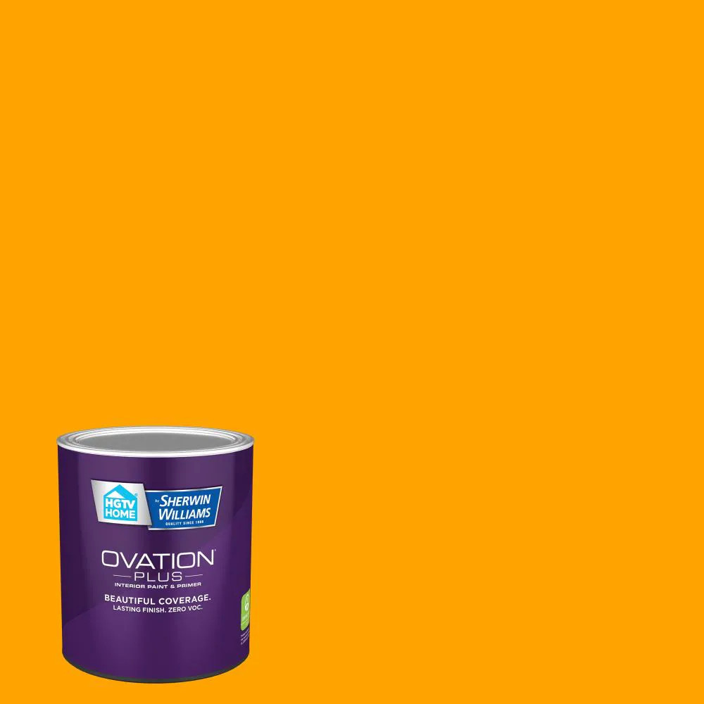 HGTV HOME by Sherwin-Williams Ovation Plus Semi-gloss Orange Glow 3001-1A Interior Paint Paint + Primer ( 1-quart ) | 3001-1A-2557209 | Lowe's