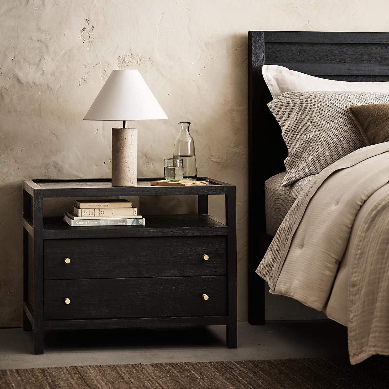 Keane 31.5" Weathered Natural Solid Wood Charging Nightstand + Reviews | Crate & Barrel | Crate & Barrel