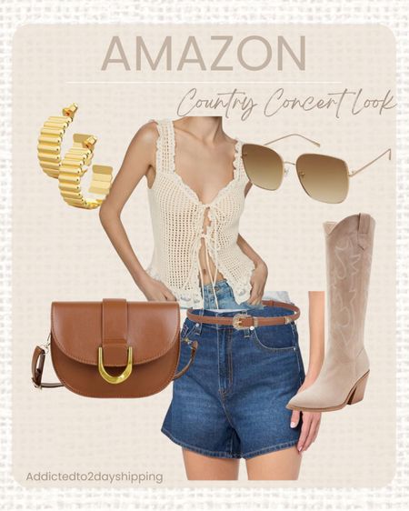AMAZON- Country Concert Look

Loving this lace and crochet tie tank top and I paired it with these darker wash high waisted Levi shorts and a skinny western brown belt! I accessorized with these tan suede cowboy boots, gold and brown square sunglasses, a brown and gold trendy shoulder handbag, and gold hoop earrings!



#LTKStyleTip #LTKParties #LTKSeasonal