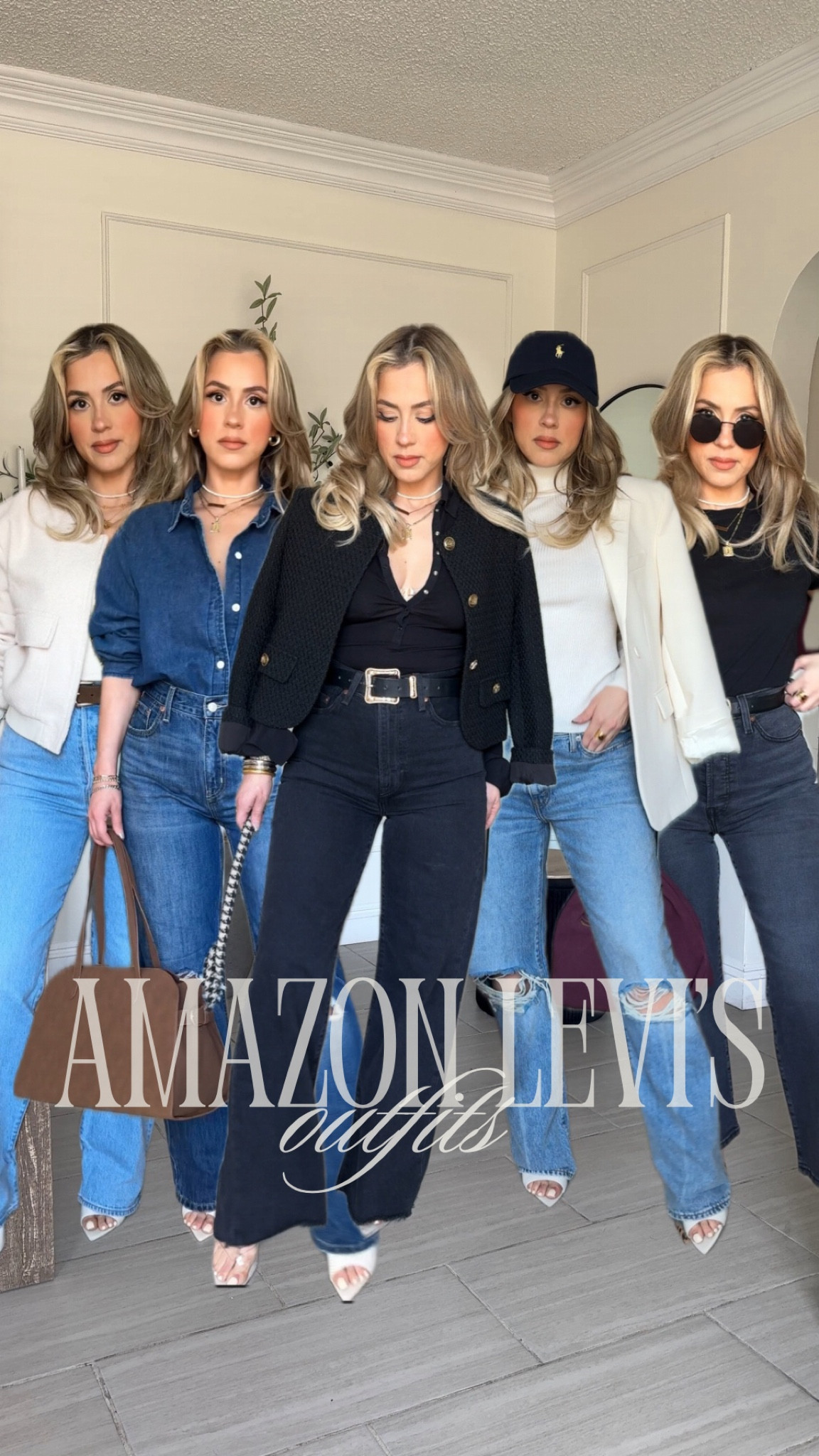 Levi's jeans + FALL OUTFITS 😍🙌🏼

✔️Look 1: 
Size 28 on black Ribcage Levi's jeans from Levi's in the color Rosie Posie Black (little stretch)| small in bodysuit + tweed jacket | on Amazon these jeans in black are sold out. Get them from Levi's. 

✔️Look 2: size 29 in 94 baggy Levi's (some stretch) | small in turtleneck | blazer is from Mango (size medium). 

✔️Look 3: size 28 in Levi's low pro (No stretch) | medium in denim button up | limited sizes on Amazon, but they have all sizes on Levi's website! 

✔️Look 4: size 28 in Levi's Ribcage full length pants in color samba tango light (GREAT STRETCH) | jeans are out of stock on Amazon, so I linked them from REVOLVE (same price) |  small in top + jacket 

✔️Look 5: size 27 in Levi's Ribcage straight ankle jeans in color black rinse (GREAT STRETCH). Small in Amazon the drop tee (my fave)! 

✔️Look 6: size 4 in barrel jeans | small in long sleeve

If I'm missing anything, lmk in the comments here babes! 

#LTKU #LTKStyleTip #LTKFindsUnder100