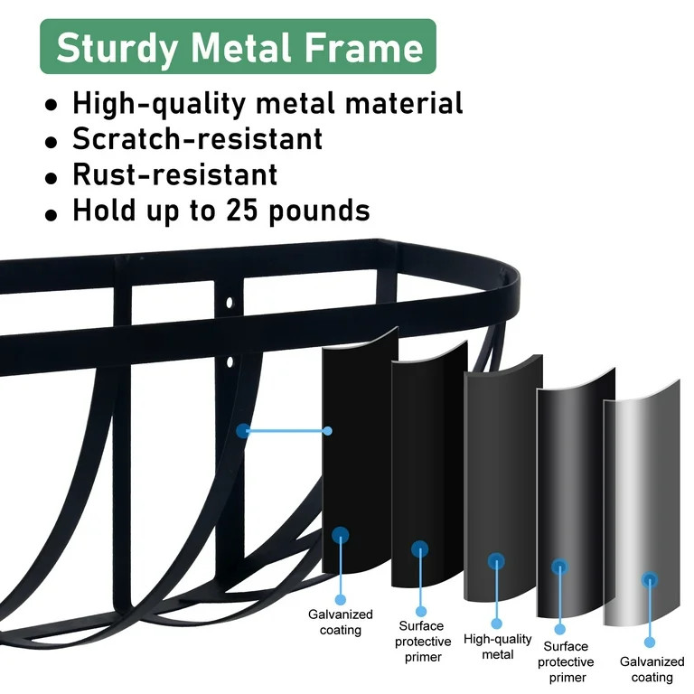 4 Pack 24inch Window Box Deck Horse Trough Railing Planter with Coco Liner for Outdoor Balcony Po... | Walmart (US)