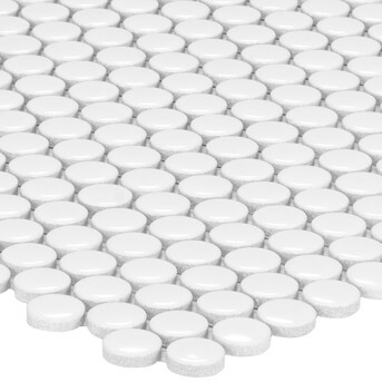 Satori Hudson Brilliant White Glossy 12-in x 12-in Glossy Porcelain Penny Round and Wall Tile (0.... | Lowe's