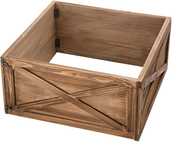 Glitzhome 22" L Natural Wooden Tree Collar Tree Stand Cover Decorative Christmas Tree Skirt Tree ... | Amazon (US)