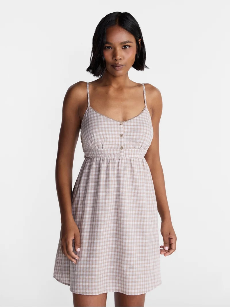 No Boundaries Button Front Mini Dress, Women's XXS-XXL | Walmart (US)