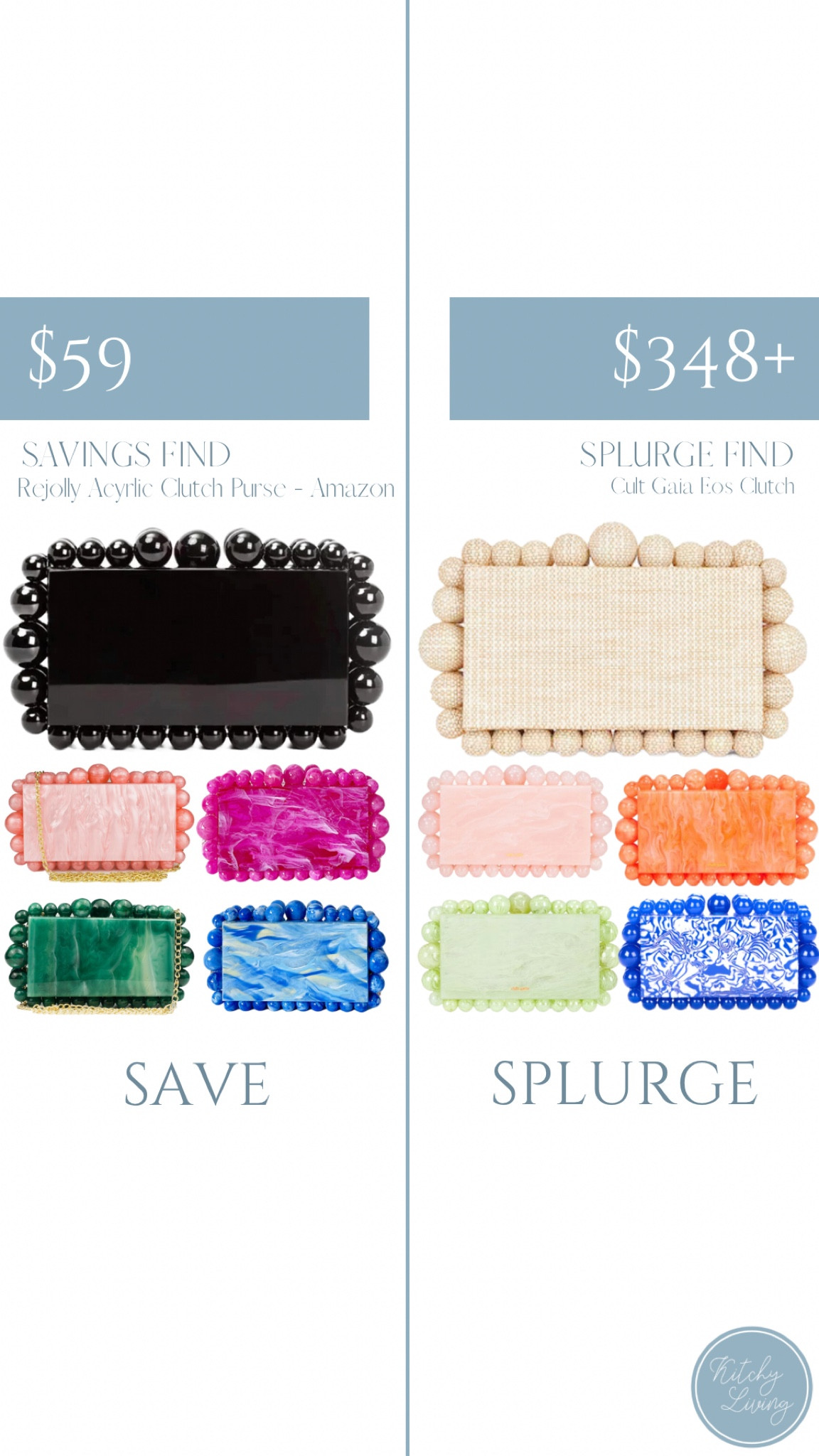 Save Vs. Splurge: Cult Gaia Acrylic Clutch Dupe #fashion #accessories #womenfashion #cultgaiadupe #cultgaia #clutch 

#LTKunder100 #LTKstyletip