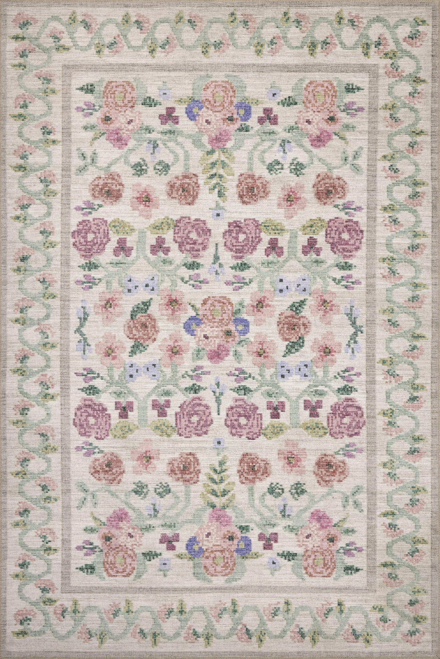 Loloi Rifle Paper Co. Rosa Collection RSA-01 Ivory 5'-0" x 7'-6" Area Rug | Amazon (US)