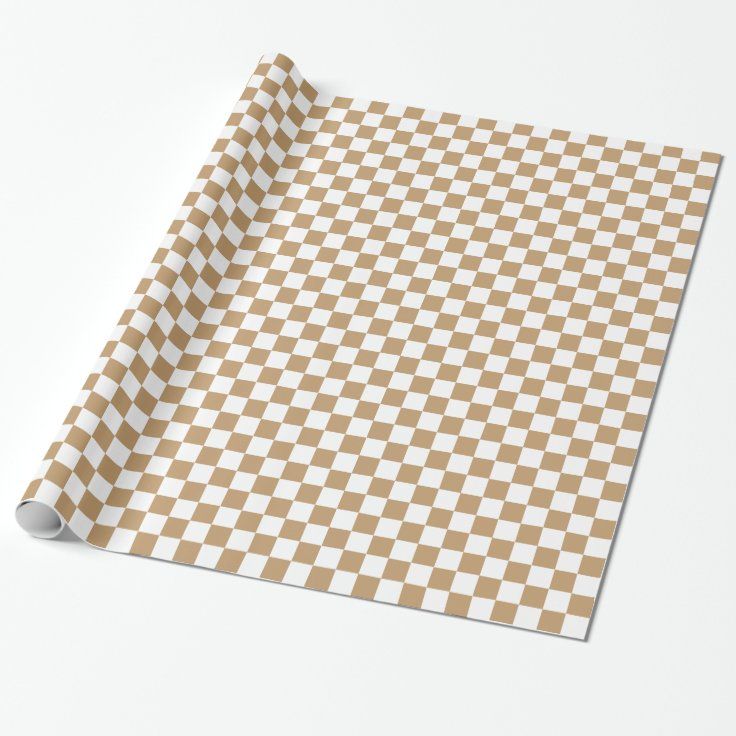 Camel Brown/White Checkered Wrapping Paper | Zazzle | Zazzle