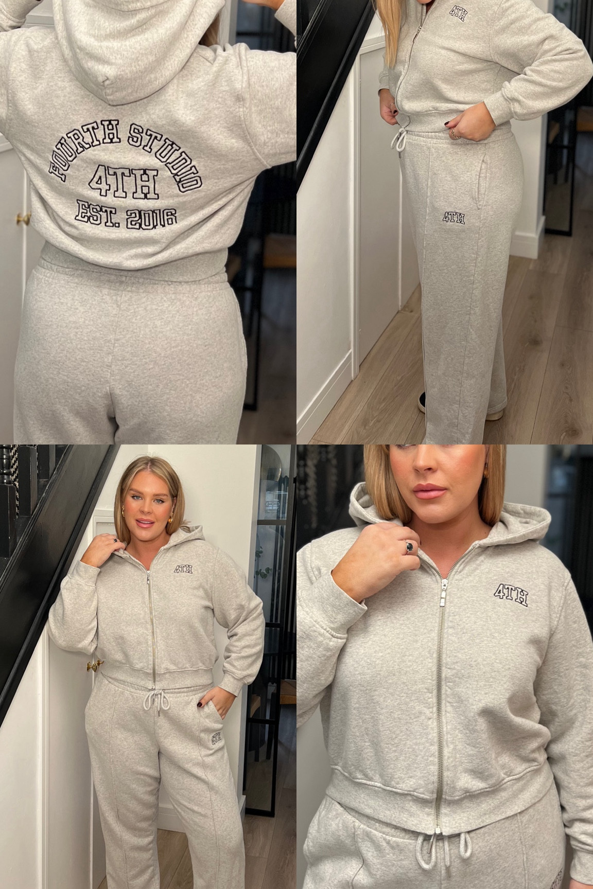 Athleisure. Tracksuit. Joggers set. Grey joggers. Grey cropped hoody. Zip up. 4th & reckless. Casual outfit. Comfy outfit. Mum style. School run outfit. Curve fashion. Midsize style. Size 18. Size 16. 

#LTKcurves #LTKautumn #LTKuk