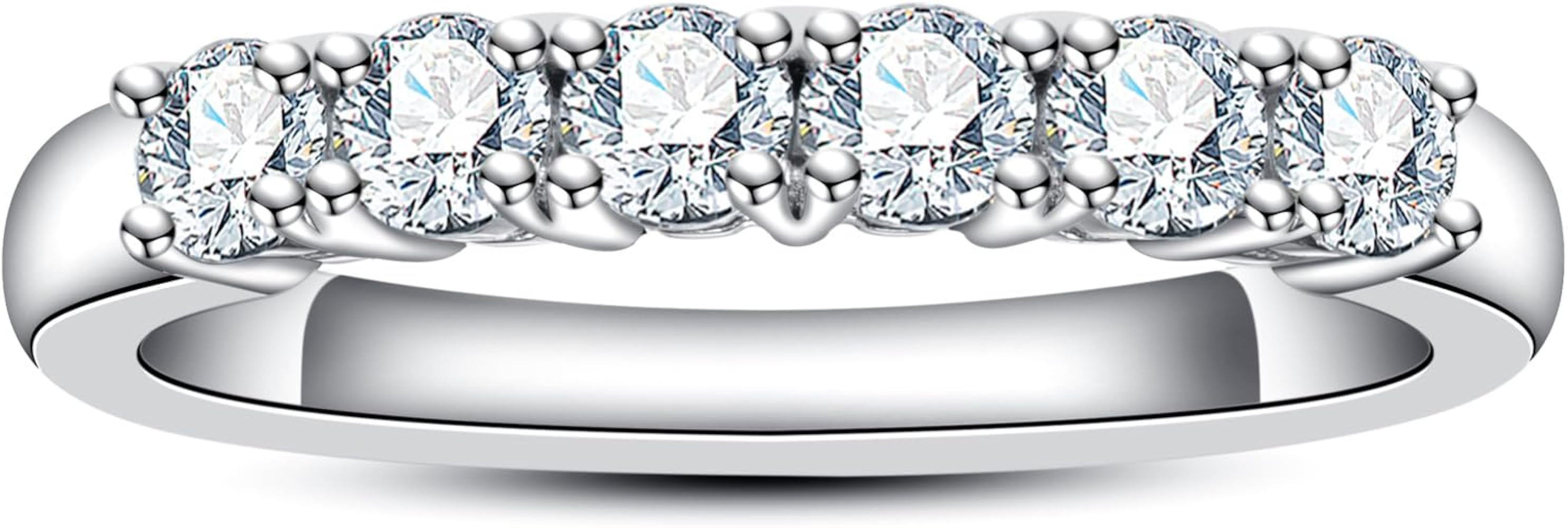 Moissanite Eternity Rings Wedding Bands D Color VVS1 Clarity Round Brilliant Cut 925 Sterling Sil... | Amazon (US)