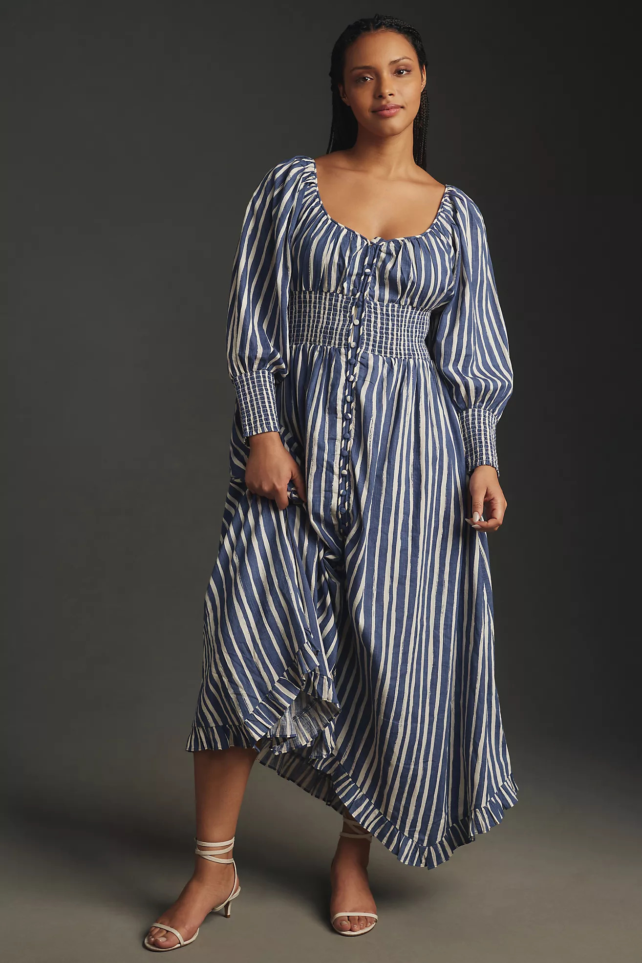 By Anthropologie Long-Sleeve Sweetheart Midi Dress | Anthropologie (US)