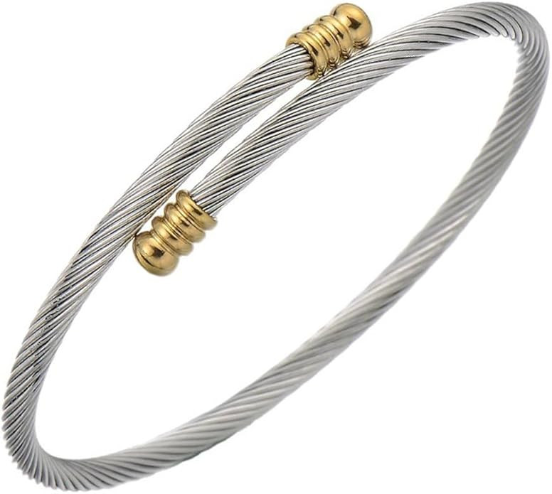 Bracelet for Women Stainless Steel 2.6mm Cable Twisted Wire Bangle Bracelets man Suitable for Chr... | Amazon (US)