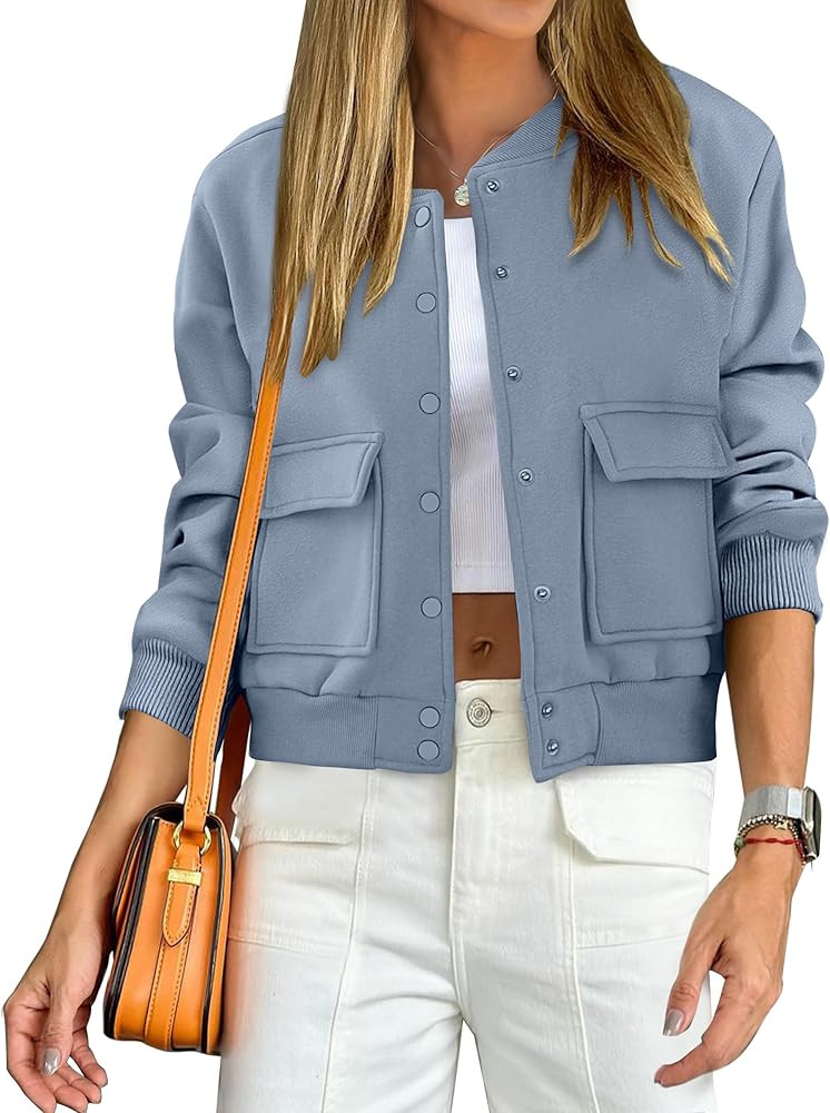 ANRABESS Women Cropped Bomber Jacket 2025 Fashion Casual Trendy Varsity Y2k Jackets Fall Outfits | Amazon (US)