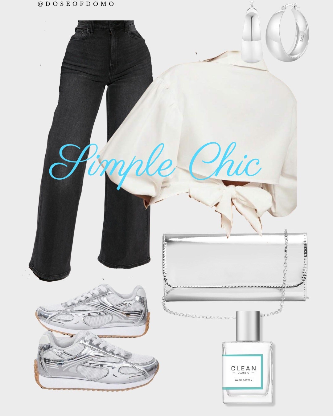 I live for a simple yet chic style! 

#simplychic #explore #doseofdomo #ootd #momfit #whitetop #silver