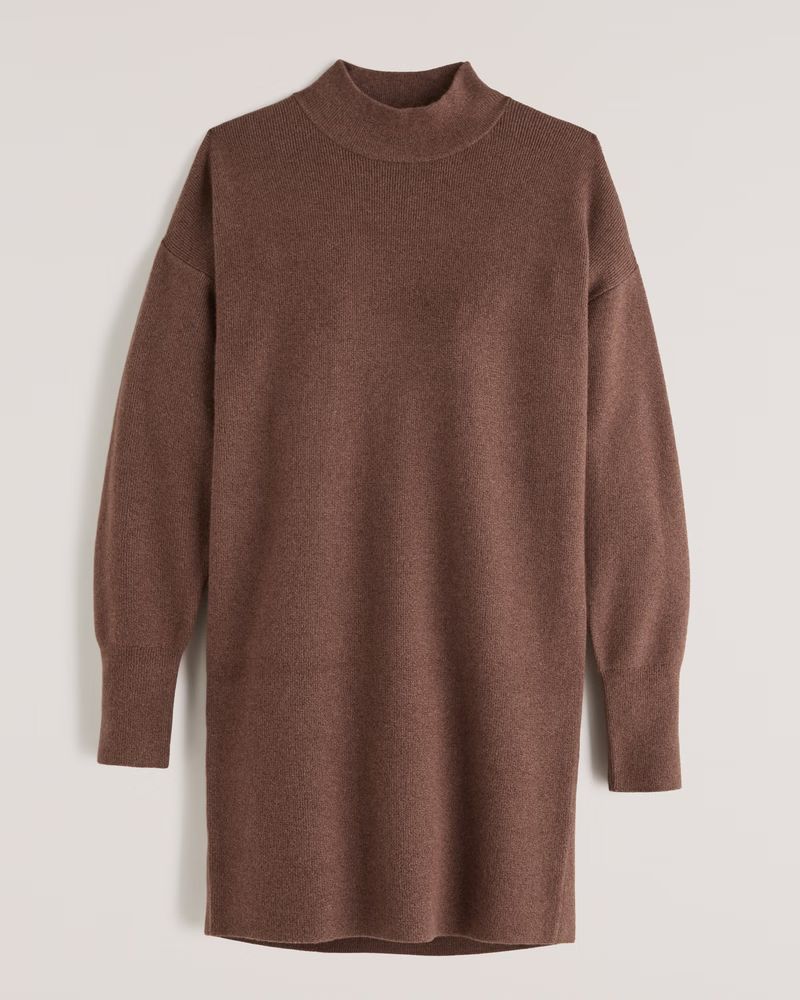 Abercrombie & Fitch Women's Everyday Mockneck Mini Sweater Dress in Brown - Size L TLL | Abercrombie & Fitch (US)