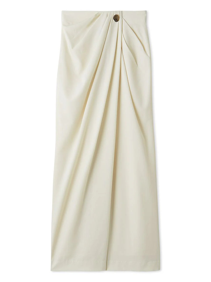 Asymmetrical Ruched High-Waist Maxi Skirt - 0(SMALL) / IVORY | Snidel