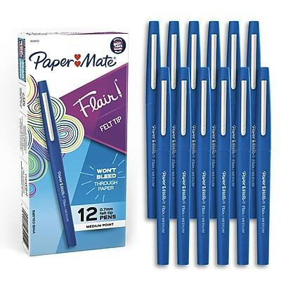 Paper Mate - Flair Felt Pen, Medium Point, 0.7mm, Dozen - Blue Ink | Best Buy U.S.