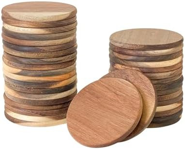 36 Pack Acacia Wood Drink Coasters, 3.68 Inch Round Wooden Acacia Wood Cup Coasters | Amazon (US)