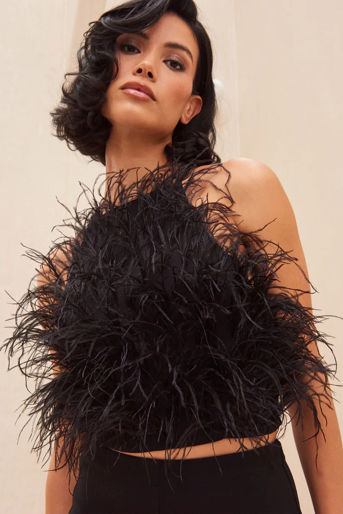 JOEY FEATHER TOP - BLACK | Cult Gaia - US