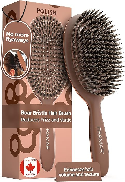FRAMAR Boar Bristle Hair Brush – Slick Back Hair Brush For Women, Boar Bristle Brush, Slick Bac... | Amazon (CA)