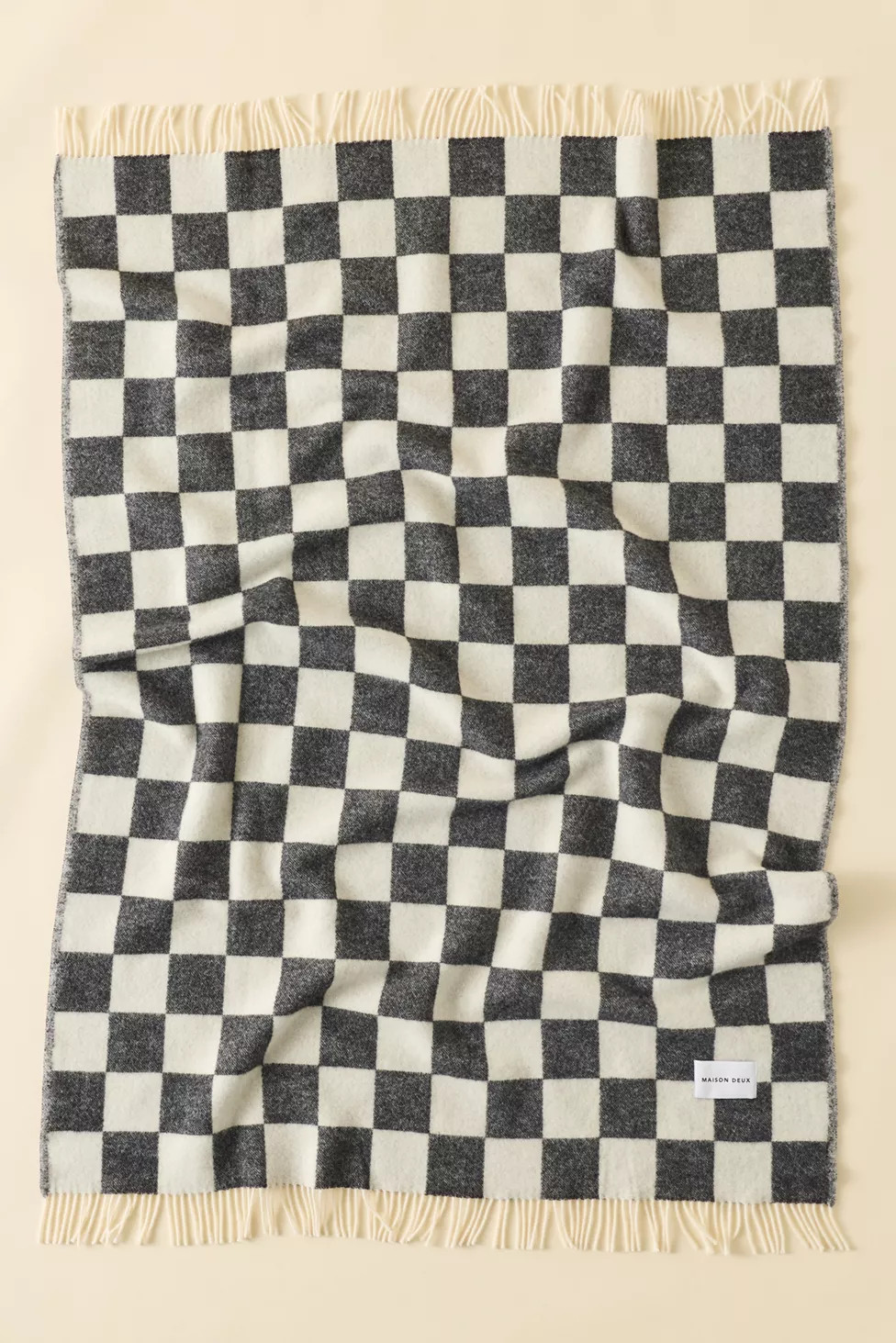 Maison Deux Checkerboard Wool Throw Blanket | Urban Outfitters (US and RoW)