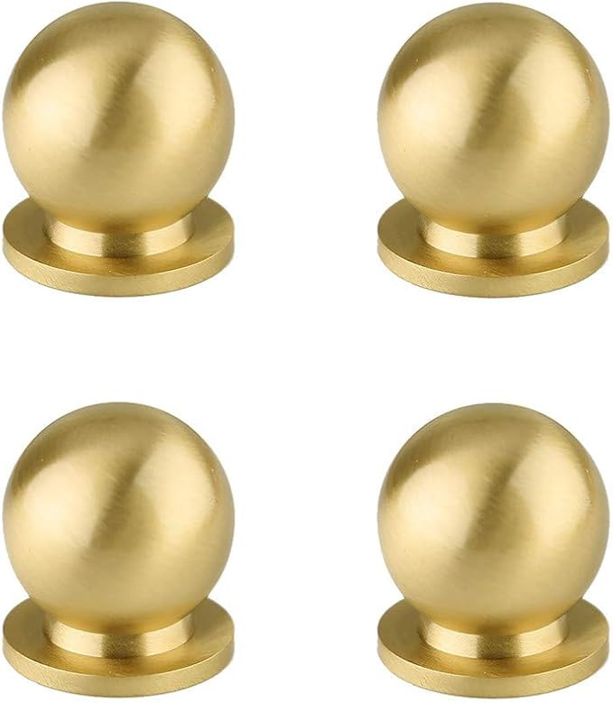 Tiazza 4pcs Round Solid Brass Knobs Antique Cabinet Drawer Small Handle Modern Minimalist Pulls (... | Amazon (US)