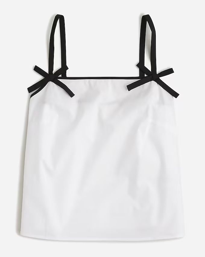 Bow-strap tank top in cotton poplin | J.Crew US