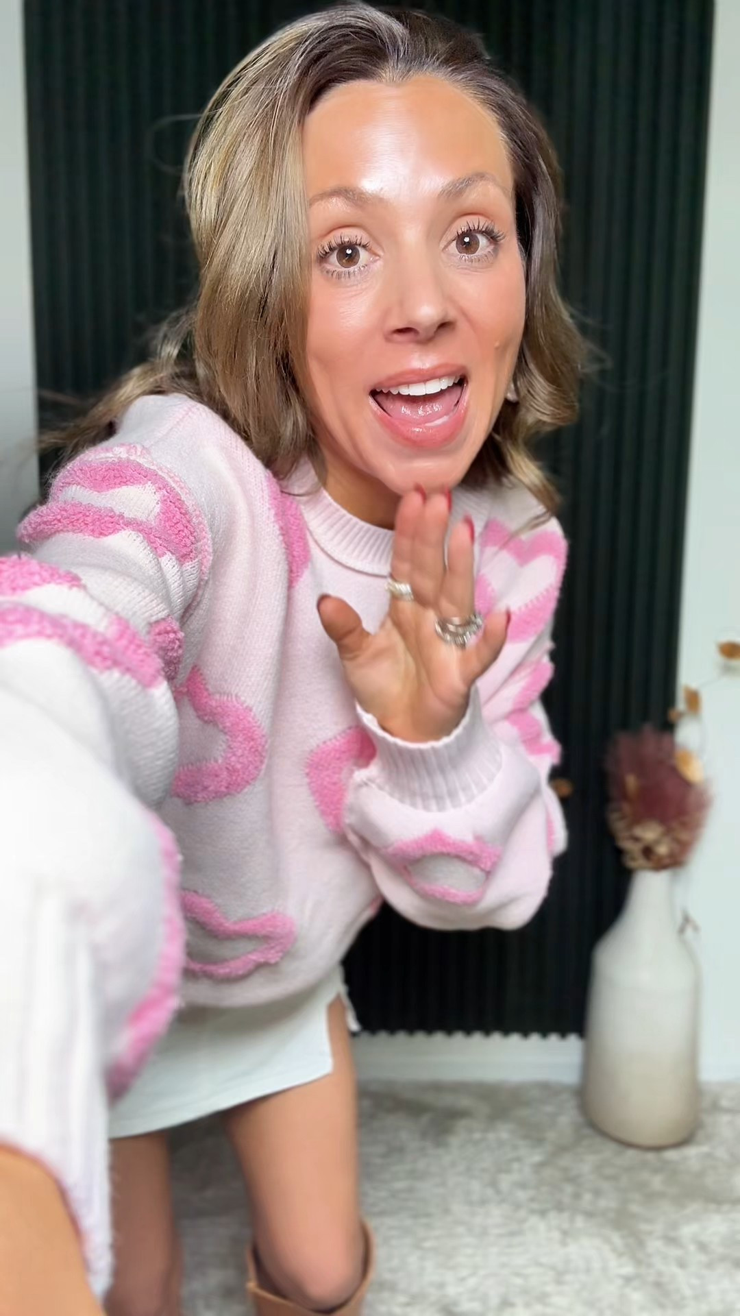 This sweater is the definition of cozy.
Soft, warm, and comfortable without feeling bulky or restrictive.

This pink heart sweater features a relaxed baggy fit, lantern sleeves, and a drop shoulder design that makes it easy to wear all day. One of my favorite details is the exposed seam — it gives the sweater a casual, worn-in look that feels effortless. The fabric is incredibly soft and warm, making it perfect for winter outfits, everyday wear, lounging, or casual outings.

The heart pattern is subtle and wearable, which makes this sweater easy to style beyond one season. Pair it with jeans, leggings, or joggers for a comfortable yet put-together look. This is the kind of sweater you keep grabbing because it just feels good on.

If cozy sweaters are your thing, this one deserves a spot in your closet. #cozysweater
#winterfashion
#over40fashion
#casualoutfits
#comfortablefashion
#everydaystyle
#cozyvibes
#womenswear
#fallwinterfashion
#heartdetails