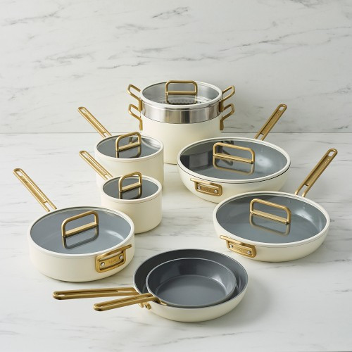 GreenPan(TM) Stanley Tucci(TM) Ceramic Nonstick 15-Piece Cookware Set, Carrara White | Williams-Sonoma