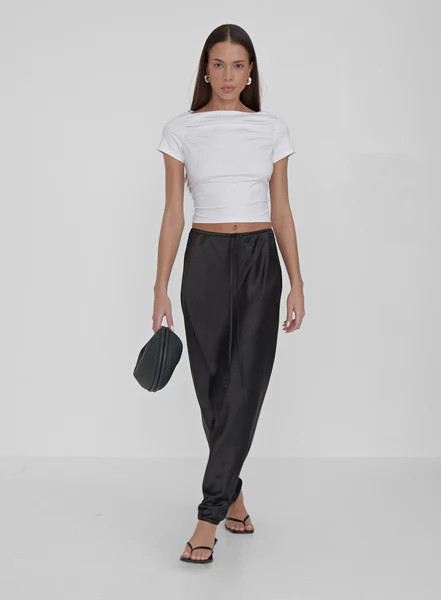 Black Satin Midaxi Skirt- Yimena | 4th & Reckless