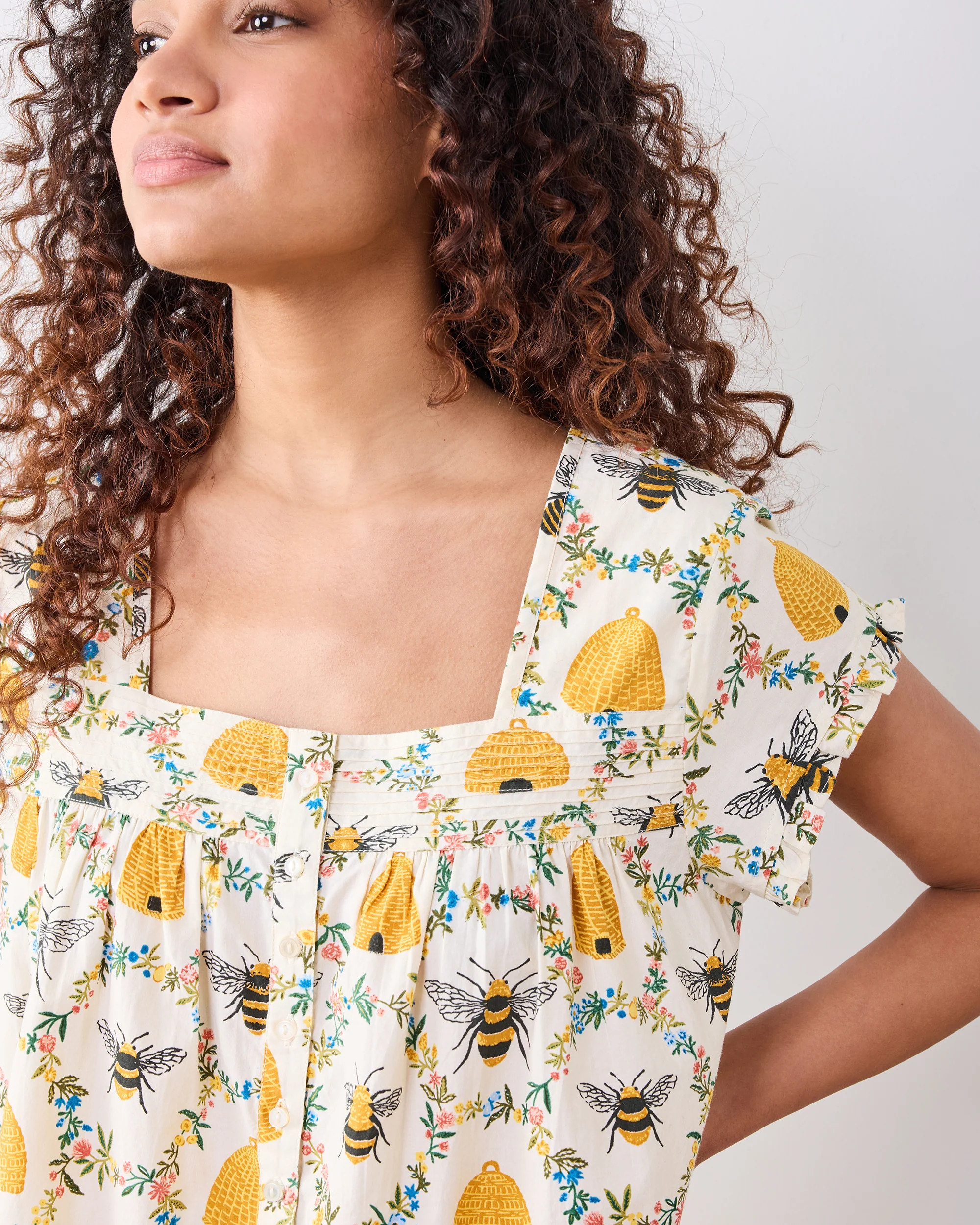 Sweet Bee - Pintuck Nightgown - Cream | Printfresh