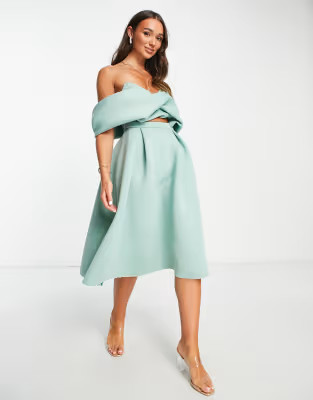 ASOS DESIGN 2 piece midi prom dress in frosted sage | ASOS | ASOS (Global)