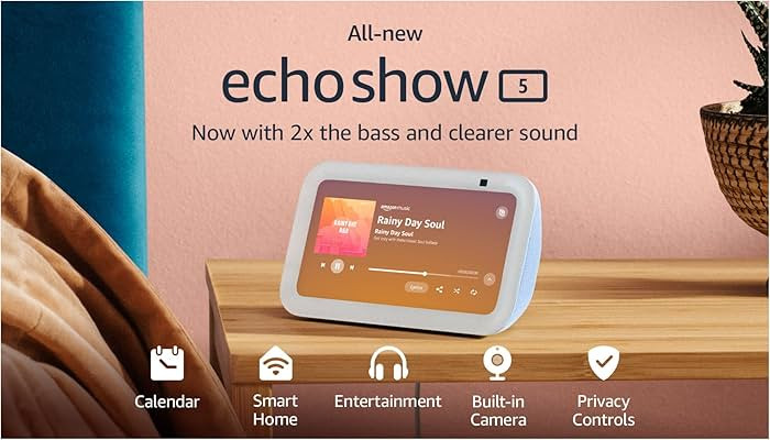 All-new Echo Show 5 (3rd Gen, 2023 release) | Smart display with 2x the bass and clearer sound | ... | Amazon (US)
