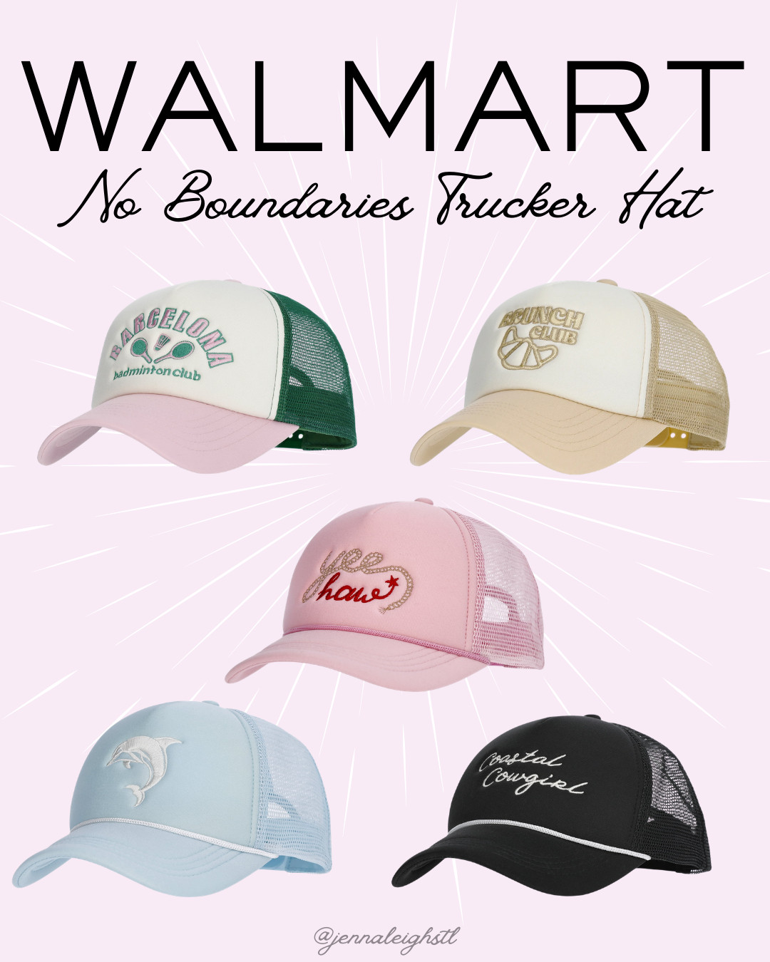 Walmart find. Loving all these embroidered graphic trucker hats from No Boundaries. Such a fun accessory and the designs are so cute. 

 #LTKselfcare #LTKActive #LTKMidsize