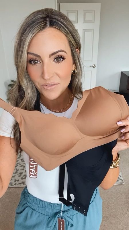 The best Every day bra from Amazon now comes in a cute scalloped style 🤗 The scalloped edge design provides a smooth transition making lines less seen through clothes 👌 They’re stretchy, seamless, butter soft and comfortable enough to wear all day long🙌 I’m a 36B wearing size small 

#LTKStyleTip #LTKVideo #LTKFindsUnder50