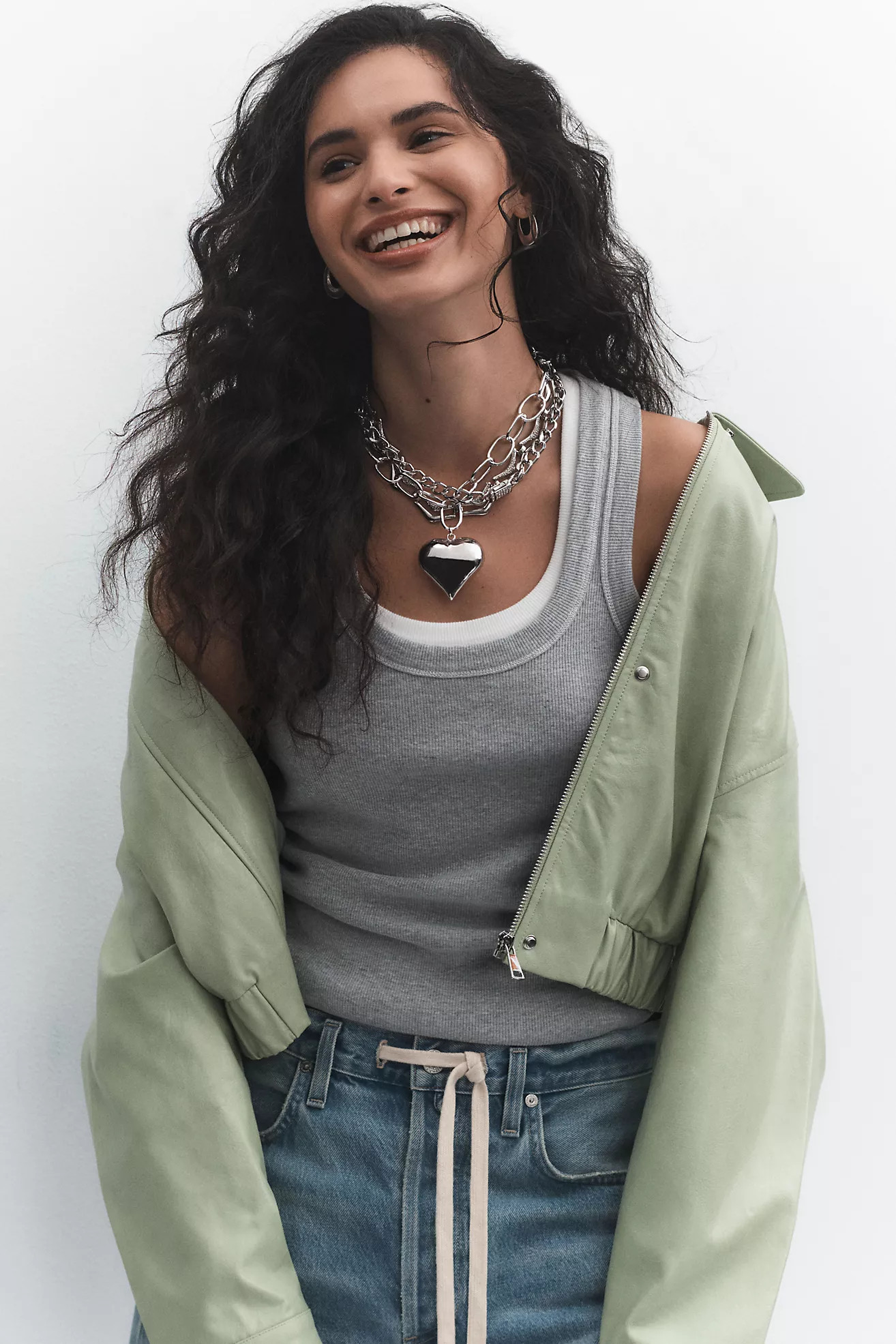 Large Solid Heart Charm Link Necklace | Anthropologie (US)