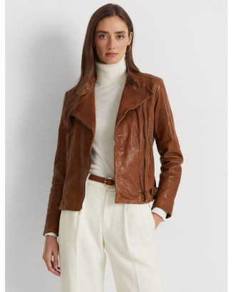 Ralph Lauren Burnished Leather Moto Jacket  | Bloomingdale's Women Coats & Jackets | Bloomingdale's (US)