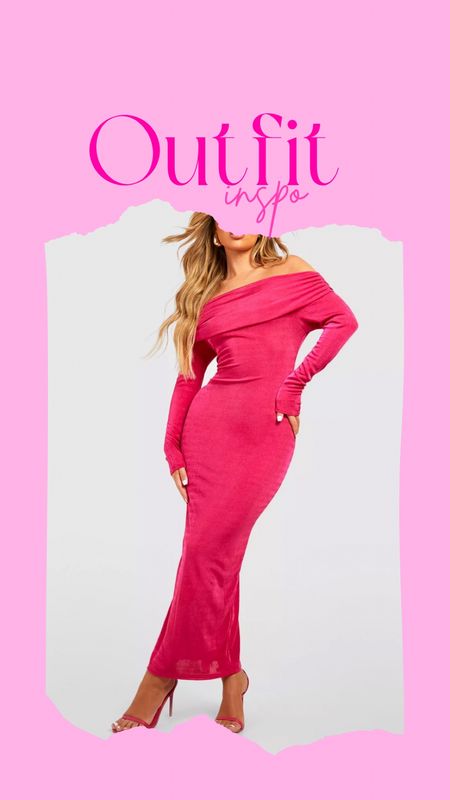 Barbie Style | Boohoo Pink Off Shoulder Maxi Bodycon Dress | Special Occasion | Date Night Outfit Ideas

#LTKunder50